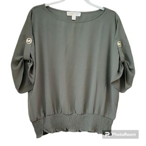 Michael Kors Army Green Blouse, Large, NWT